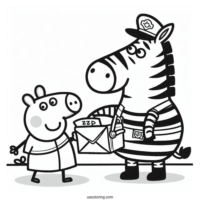 Mr Zebra Delivering Mail To Peppa