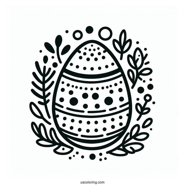 Easter Coloring Page Of Polka Dot Easter Egg