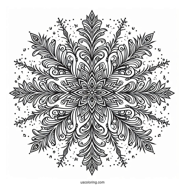 Full Page Of Intricate Snowflake Coloring Page