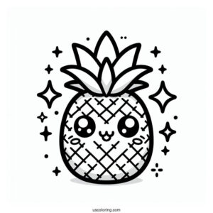 Kawaii Pineapple Coloring Page