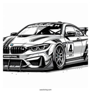 BMW Coloring Page M4 Race Car