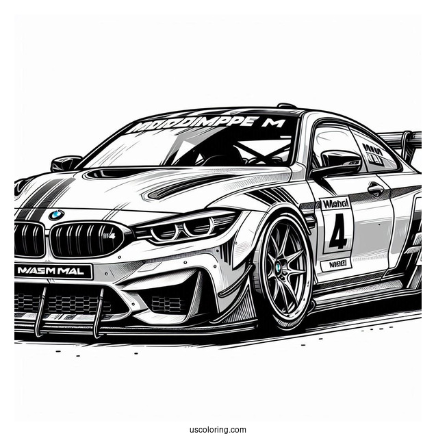 BMW Coloring Page M4 Race Car