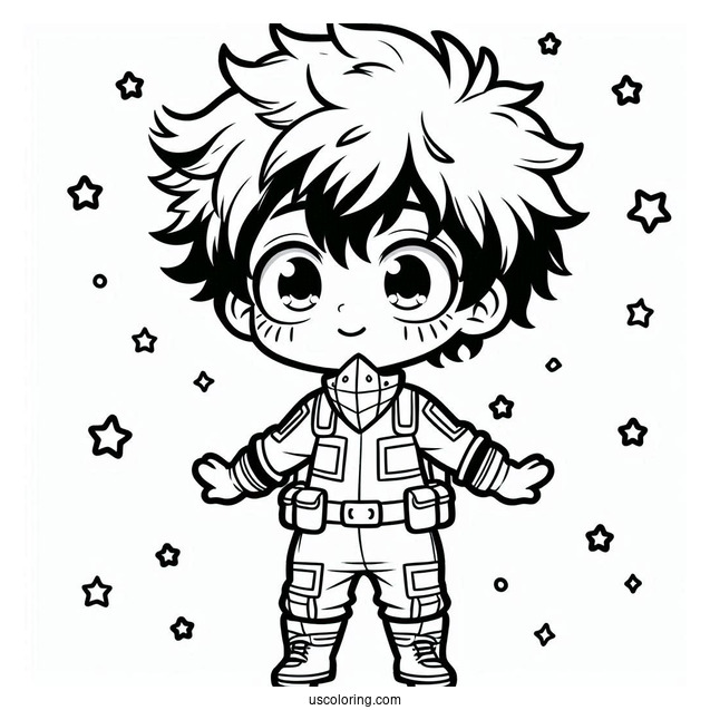 Cute Baby Izuku Midoriya Deku Coloring Page For Preschoolers