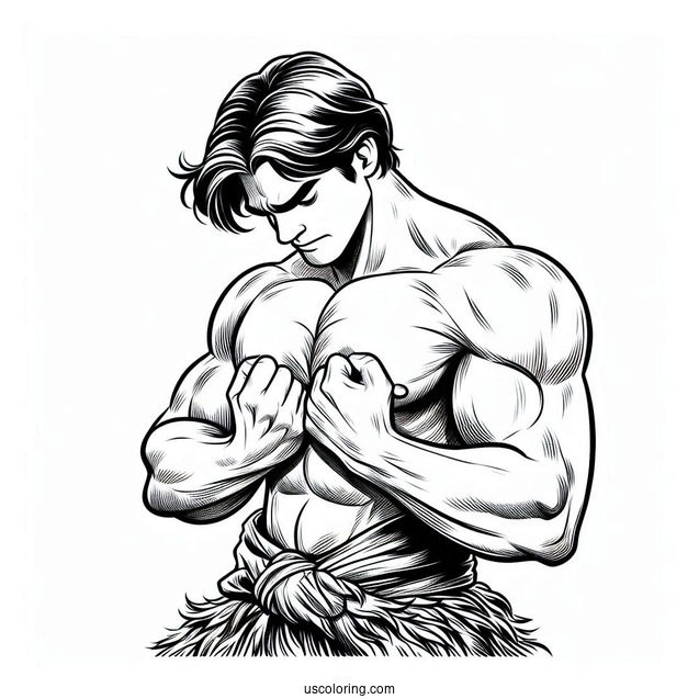 Young Tarzan Coloring Page Beating His Chest For Kids