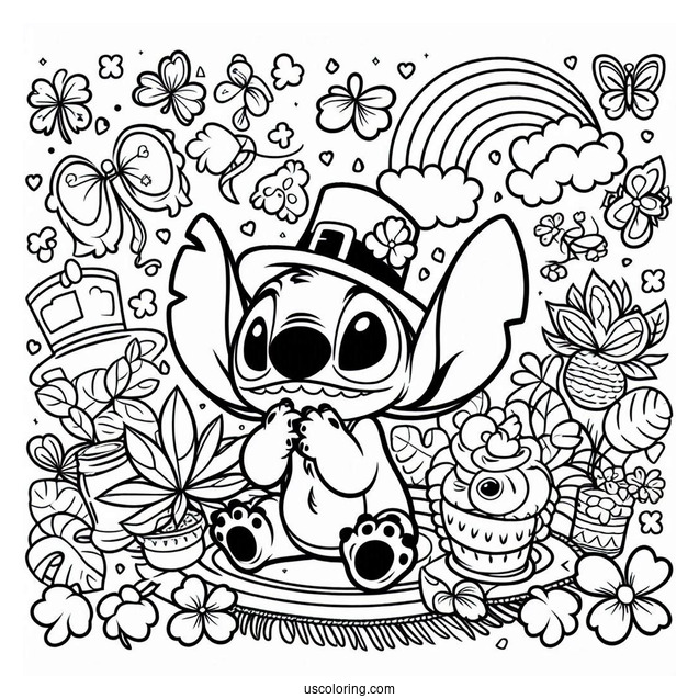 Lilo And Stitch Themed St Patrick_s Day Coloring Sheet