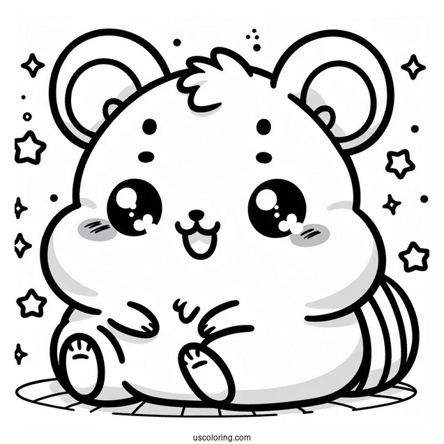 Kawaii Chubby Hamster Coloring Sheet