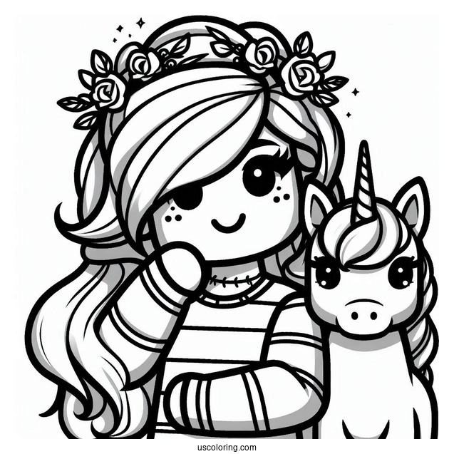 Roblox Girl Skin With Baby Unicorn Coloring Page