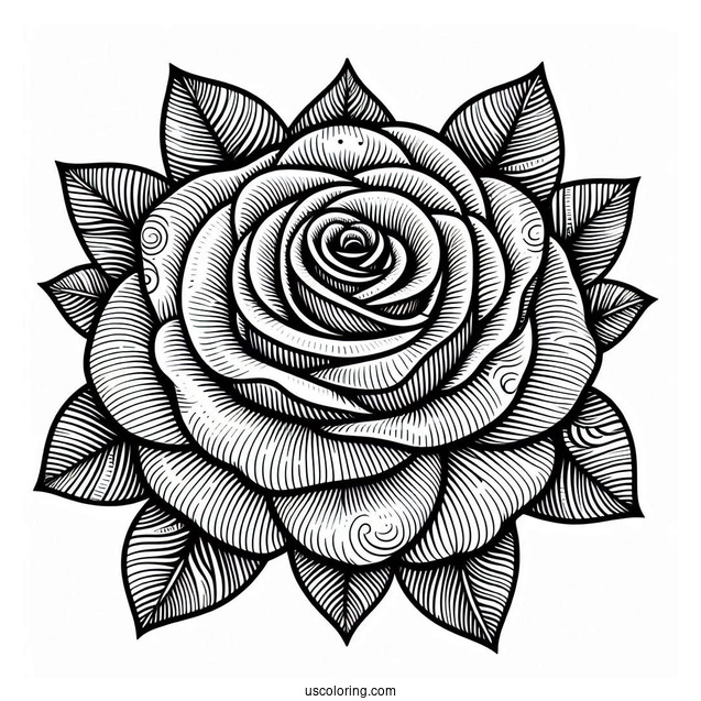 Detailed Rose Mandala For Relaxation