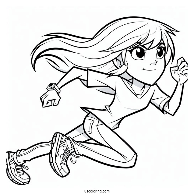 Ben 10 Coloring Page Of Young Gwen Tennyson Running For Kids