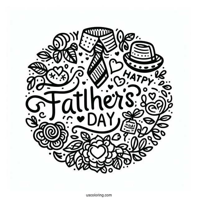 Simple Father's Day Coloring Page Of Words For Kids