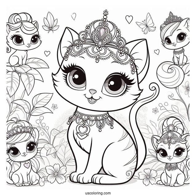 Palace Pets Coloring Page Of Whisker Haven Berry, Petite, Ms. Featherbon, Treasure, Dreamy, Pumpkin, And Sultan