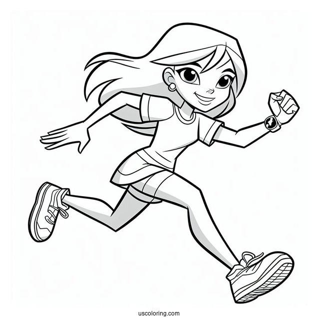 Ben 10 Coloring Page Of Young Gwen Tennyson Running For Kids
