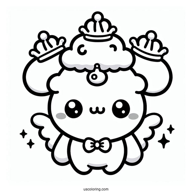 Kawaii Pochacco Coloring Page And Cinnamoroll Wearing Crowns For Kids