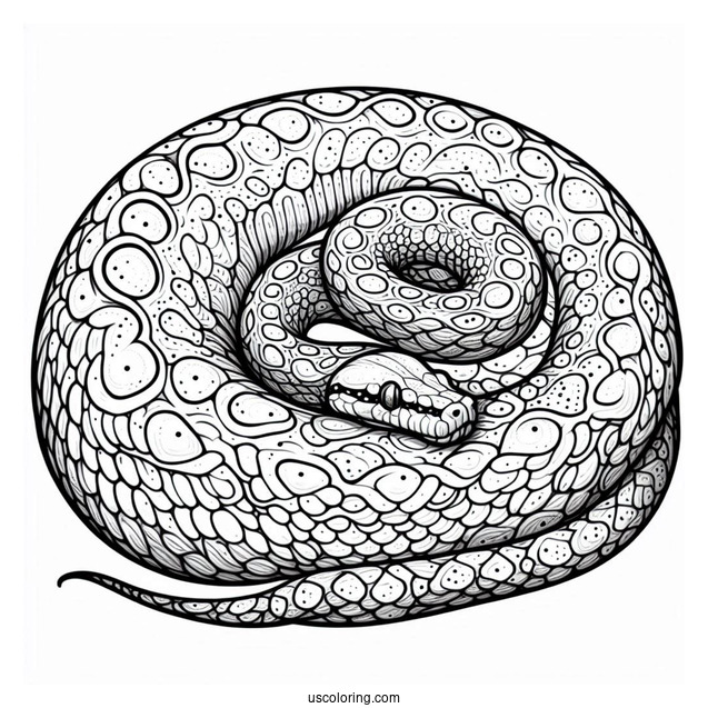 Detailed Curled Uo African Rock Python