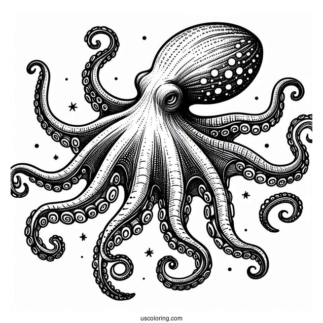 East Pacific Red Octopus Coloring Page