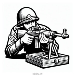 Classic Toy Soldier Coloring Page Aiming Gun