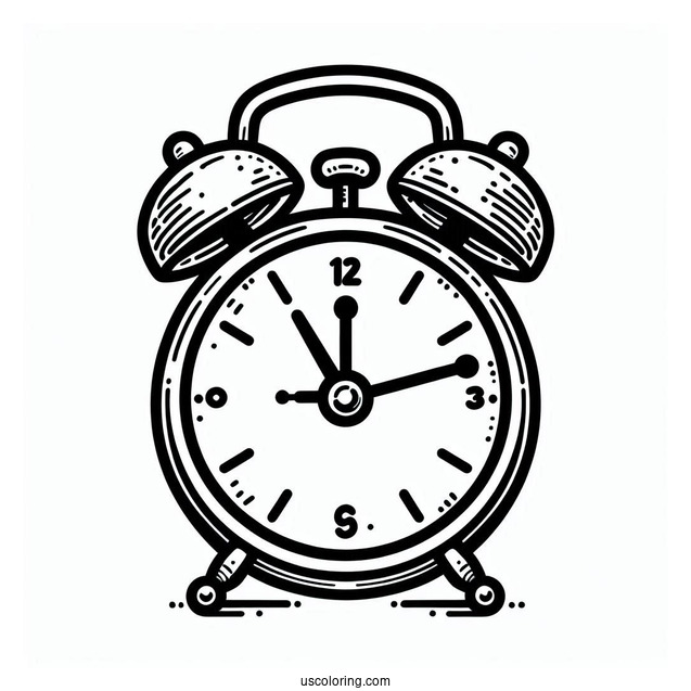 Simple Outline Of an Alarm Clock To Color