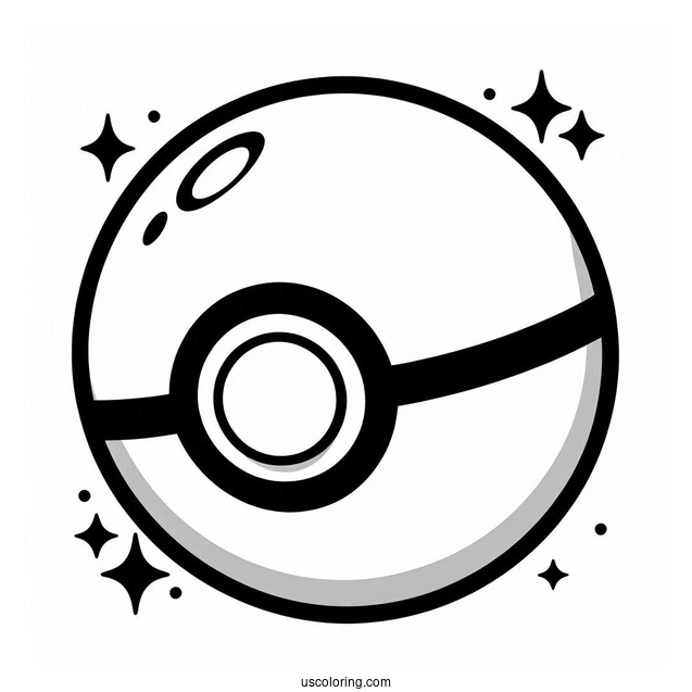 Pokéball Coloring Page Of Simple Pikaball Outline For Preschoolers