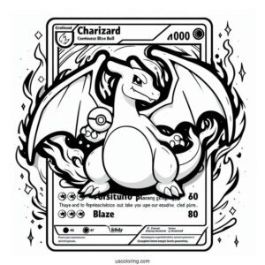 Charizard Continuous Blaze Ball Pokemon Card Coloring Page