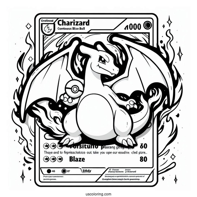 Charizard Continuous Blaze Ball Pokemon Card Coloring Page