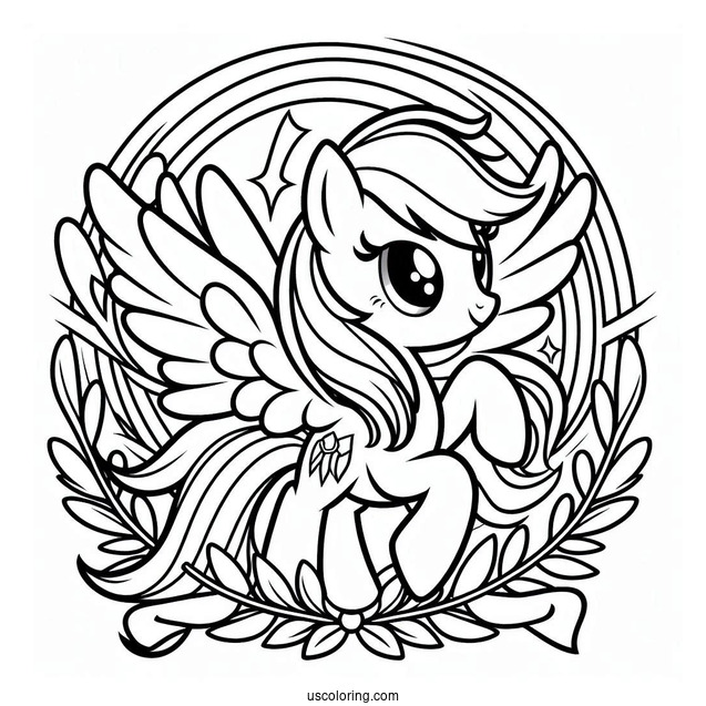 Beautiful Rainbow Dash Coloring Page With Cape And Laurel Wreath