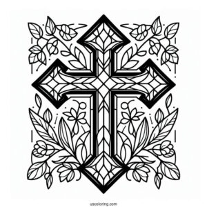 Easy Stained Glass Cross To Color For Kids