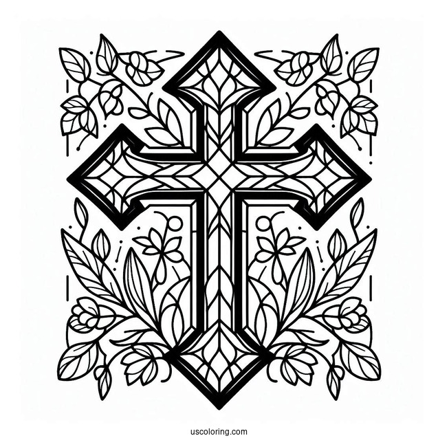 Easy Stained Glass Cross To Color For Kids
