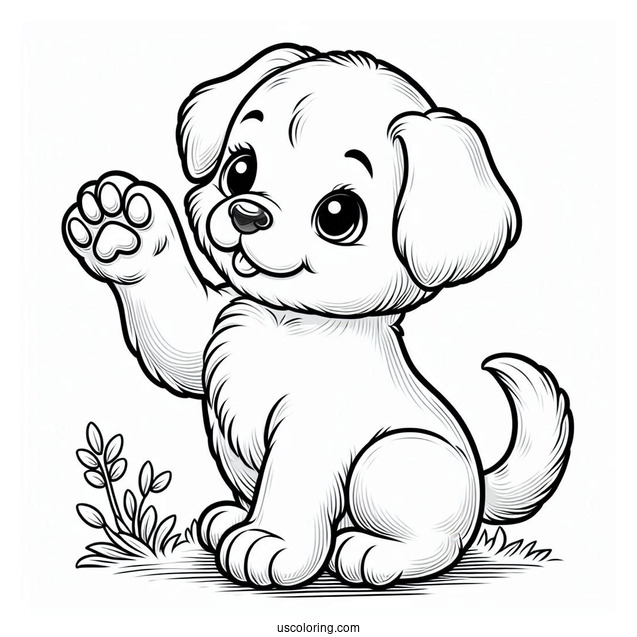 Puppy Raising Paw Coloring In