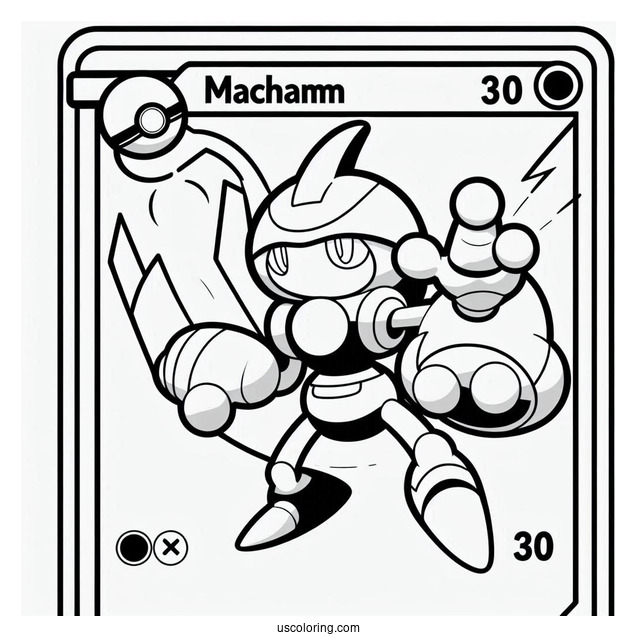 Machamp Seismic Toss Pokemon Card Coloring Page For Kids