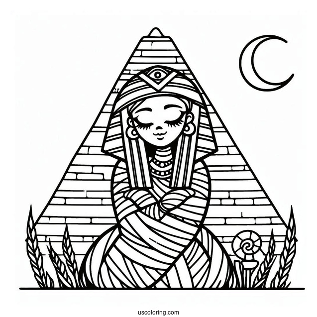 Egyptian Mummy Coloring Page Outside The Pyramid