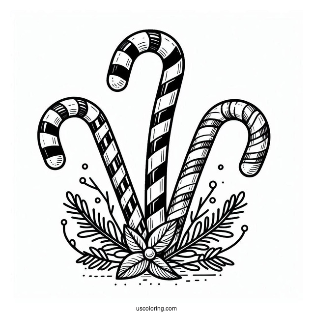 Three Candy Cane Sticks To Color
