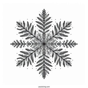 Simple Fernlike Snowflake Coloring Page