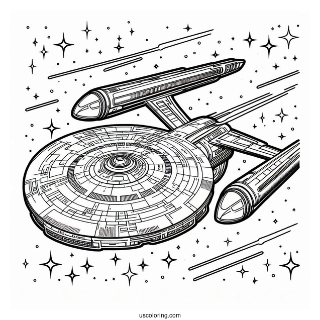 Simple Star Trek Coloring Page Of USS Exeter Outline