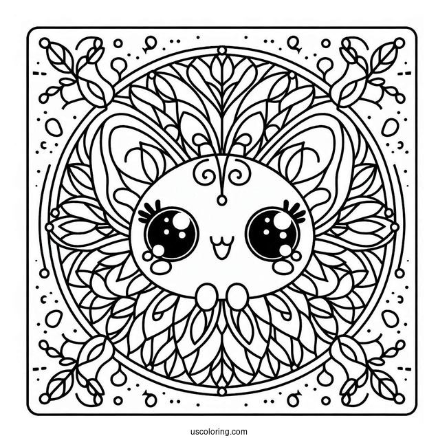 Kawaii Butterfly Stained Glass Coloring Page For Kids