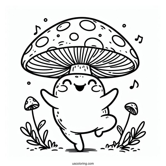 Mushroom Coloring Page Of Happy Toad Dancing Coloring Page For Kids