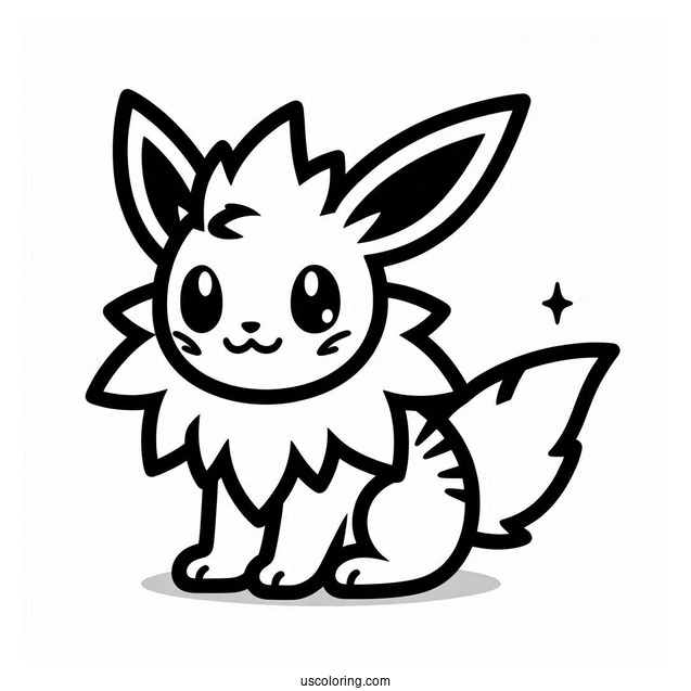 Simple Jolteon Coloring Page Outline For Preschoolers