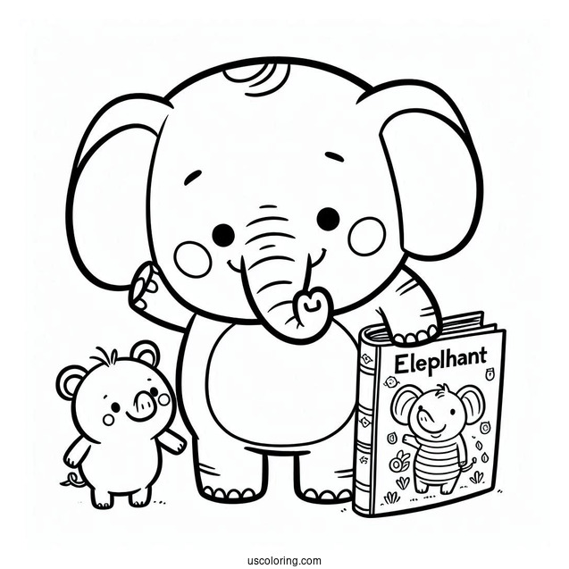 Elephant And Piggie Book Characters Coloring For Kids
