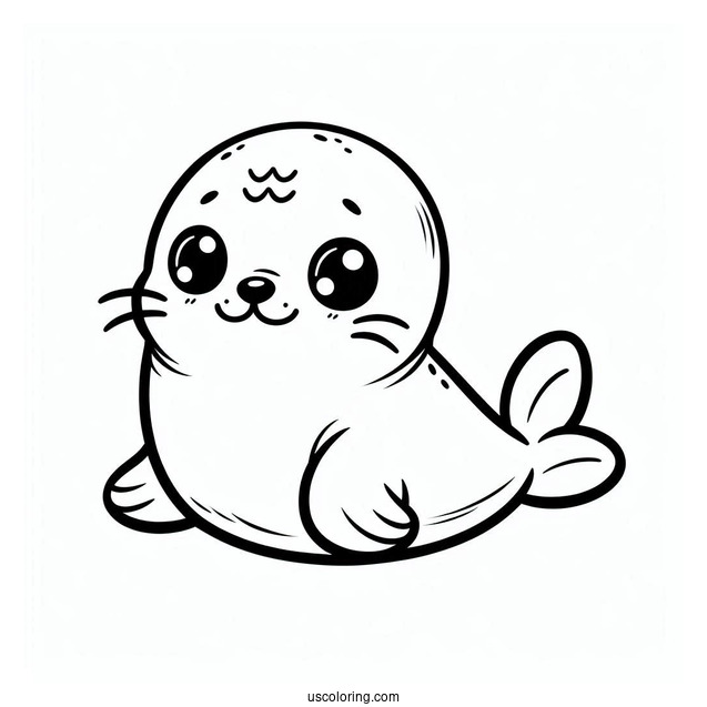 Cute Seal Coloring Page For Preschoolers