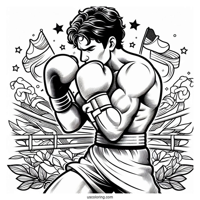 Simple Olympics Coloring Page Boxing For Kids