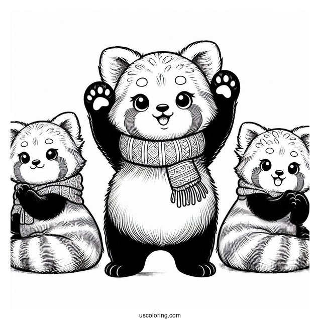 Adorable Red Panda With Hands Raised