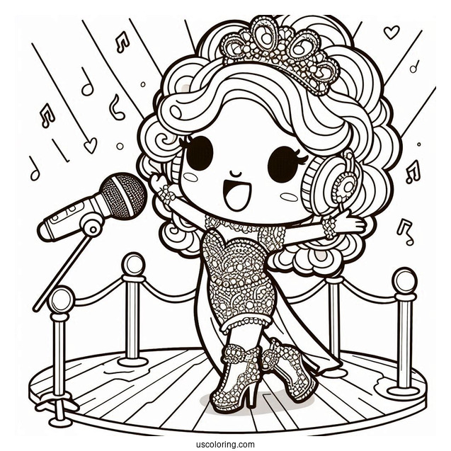 Sing Coloring Page Of Nana Noodleman In Diva Outfit On Stage