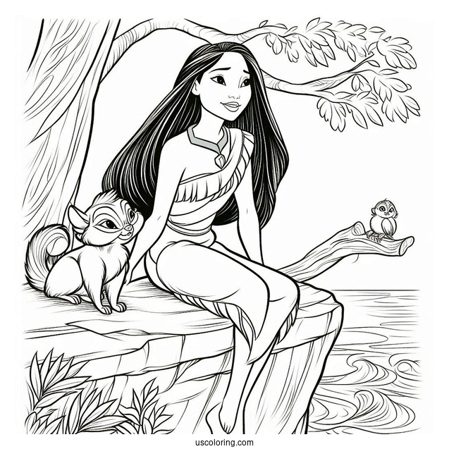 Pocahontas And Meeko On The Cliff