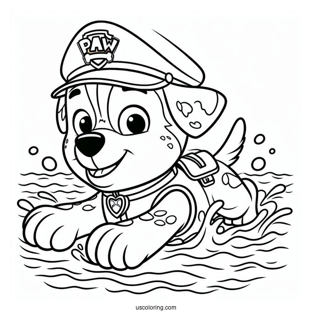 Chase From Paw Patrol Swimming In Water
