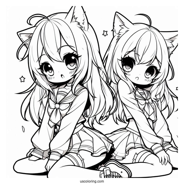 Chibi School Girl With Cat Ears