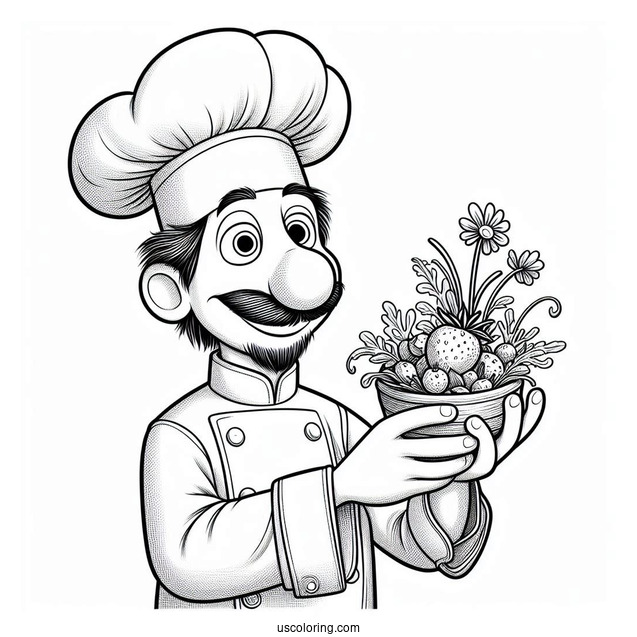 Chef Alfredo Holding Chef Ratatouille Coloring Page In His Hand