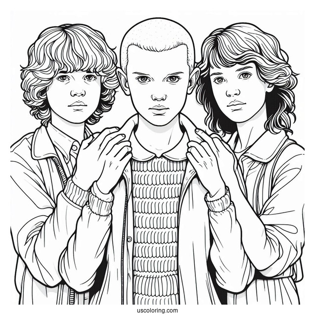 Eleven Protecting Her Friends Coloring Page