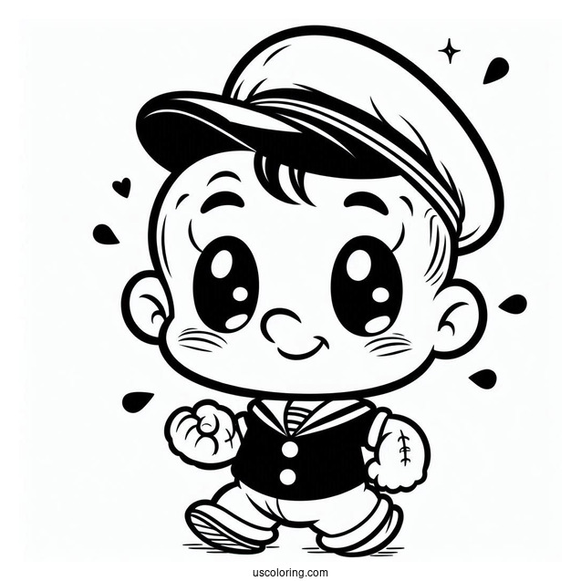 Cute Chibi Popeye Coloring Page For Preschoolers