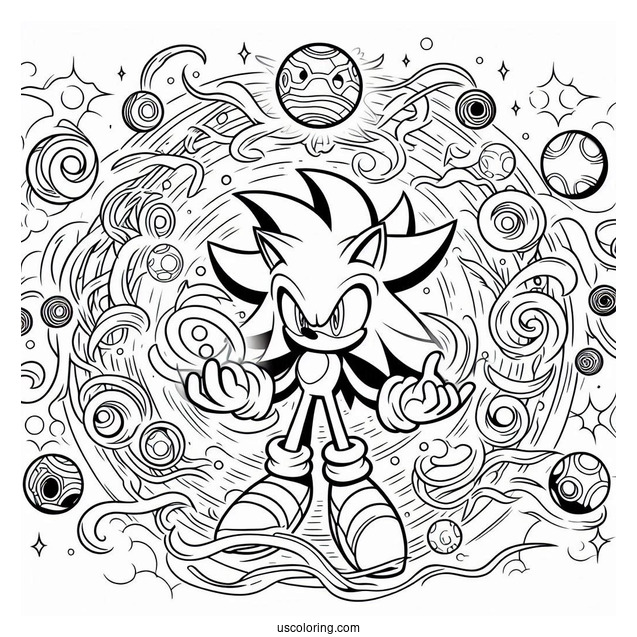 Super Sonic Coloring Page Holing Chaos Emerald