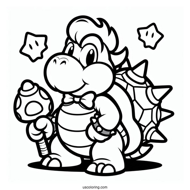 Coloring Page Of Bowser With Turtle Shells