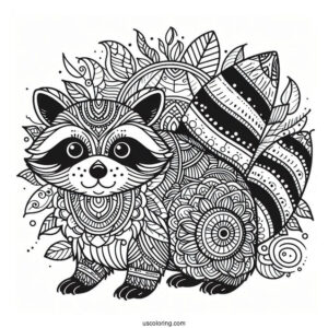 Intricate Raccoon Coloring Page Mandala